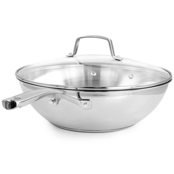Martha Stewart 12'' Stainless Steel Wok with Lid Wayfair